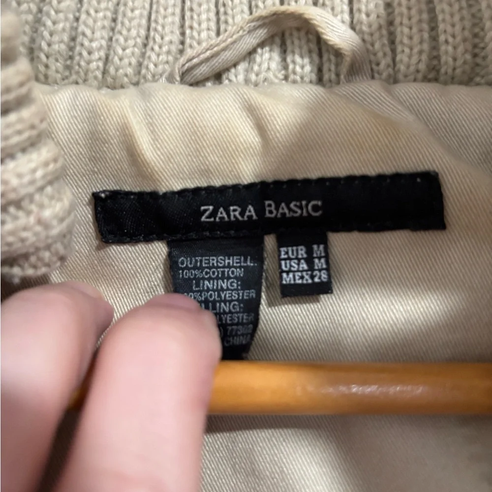 ZARA Basic Beige Padded Utility Jacket | Button & Zip Front | Women’s Medium
